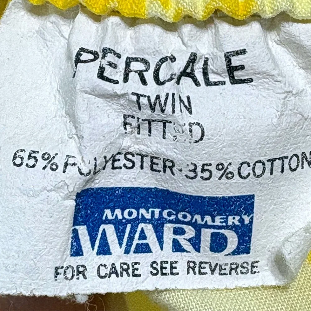 Vintage Montgomery Ward Twin Sheet Set Yellow Orange Butterfly Botanical Percale